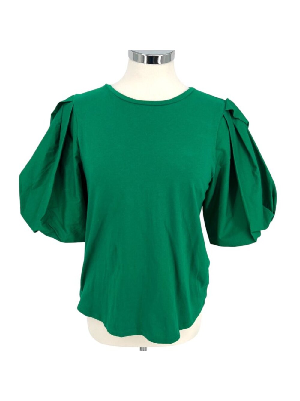 Worthington Puff Sleeve Knit Top Luxury Green Size XL NWT